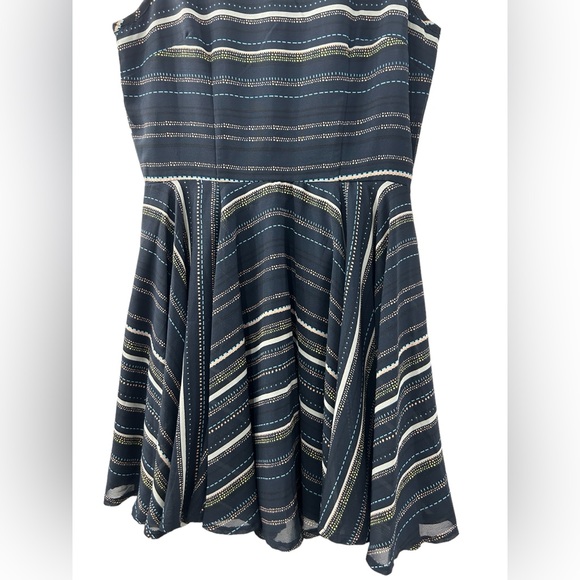 Maison Jules Happy Dotted Stripe Fit & Flare Dress Navy Size M - Picture 6 of 9